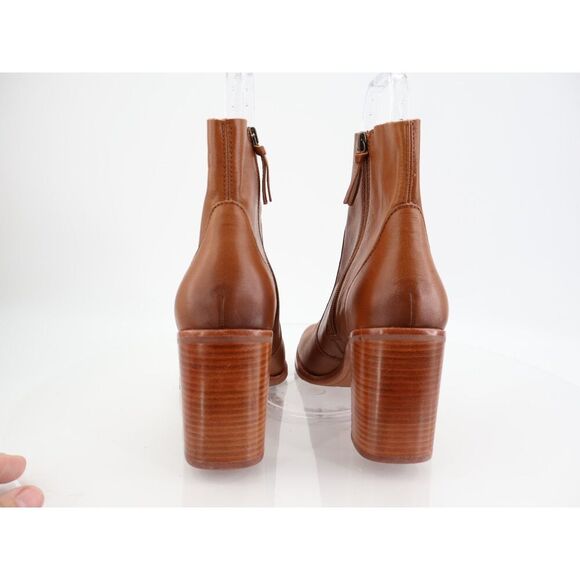 Sofft Santee Heeled Ankle Boot Brown Leather Block Heel Size 10 M Zip Up Bootie - Picture 4 of 11